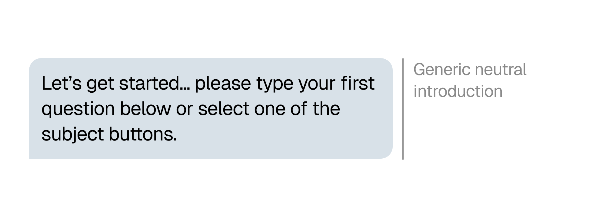 The greeting conversation for the old chatbot.