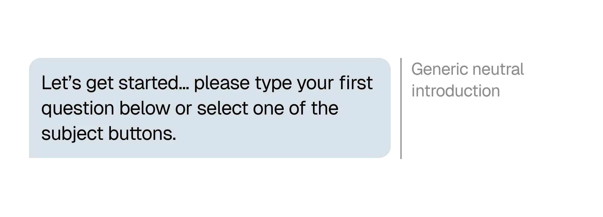 The greeting conversation for the old chatbot.